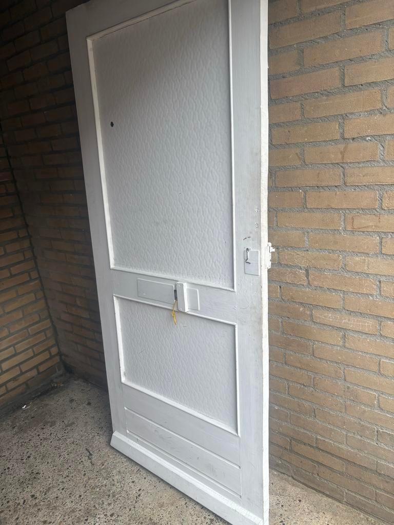 Oude houten voordeur met glas, Gebruikt, 80 tot 100 cm, Ophalen of Verzenden, Buitendeur