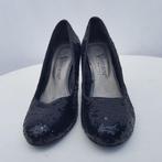 Gave zwarte pumps met pailletjes. Mt 38. Merk Venturini, Pumps, ., Zwart, Ophalen of Verzenden