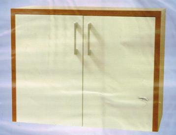 Wastafel onderkast beige /walnoot hout Martens  beschikbaar voor biedingen