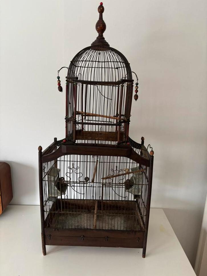 Antieke Franse vogelkooi (vintage decoratief vogel kooi), Antiek en Kunst, Curiosa en Brocante, Ophalen of Verzenden