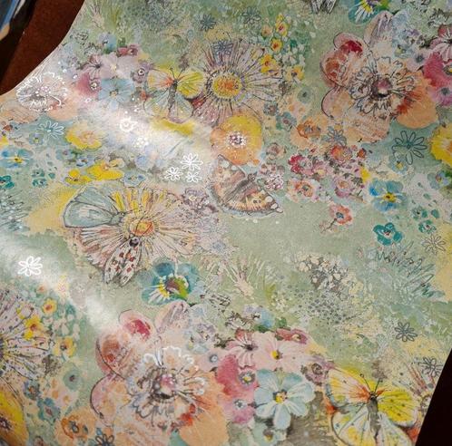 Cadeaupapier bloemen inpakpapier vlinders metallic rol/vel, Diversen, Cadeaupapier, Nieuw, Verzenden