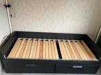 1 persoons zwart uitschuifbed met lades, Huis en Inrichting, Slaapkamer | Bedden, Ophalen, Gebruikt, 90 cm, Eenpersoons