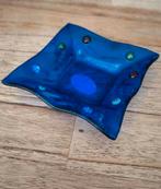 Blauw glazen vintage sierasbak Italië Murano glas asbak, Ophalen of Verzenden