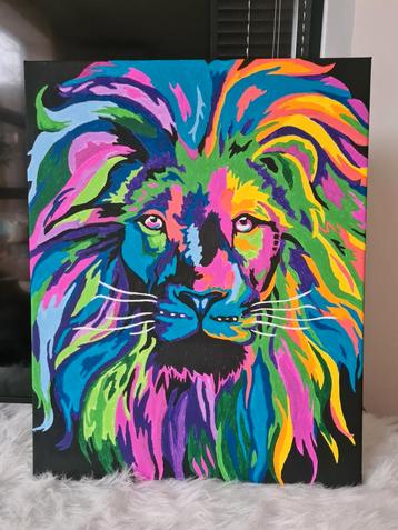 Schilderij leeuw op canvasdoek beschikbaar voor biedingen
