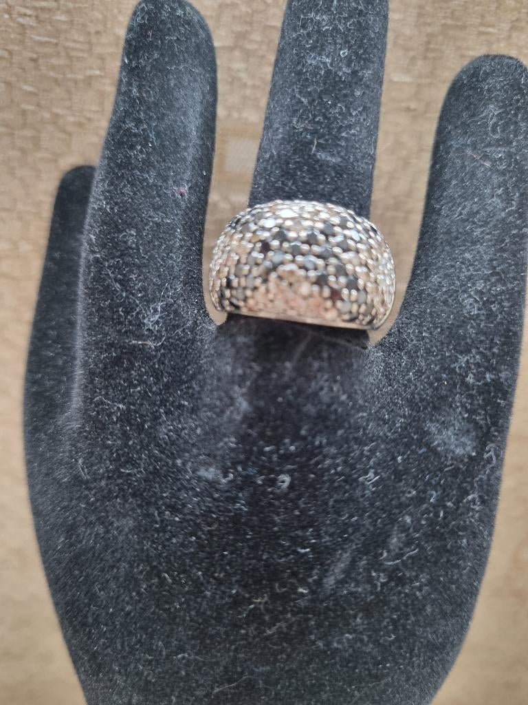 14 krt witg bombayring met ca. 2.8 crt natuurlijke diamant, Nieuw, Ophalen of Verzenden, 17 tot 18, Met edelsteen