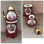 Limoges porseleinen theepot op warmhoudplaatje, Verzamelen, Ophalen of Verzenden, Zo goed als nieuw, Porselein