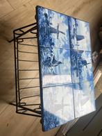 Antiek Tafeltje met Delfts Blauwe Tegels Molens Zeilboten Me, Antiek en Kunst, Ophalen of Verzenden