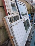 Hardhouten kozijn met deur en openslaand raam., Ophalen of Verzenden, Minder dan 180 cm, Planken