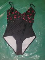 Zwart badpak met kersenprint, Verzenden, Zo goed als nieuw, Zwart, Badpak