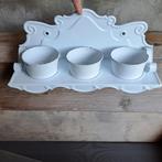 Landelijk wit emaille rekje met potjes 40x14cm *Etage3*, ., Ophalen of Verzenden, Zo goed als nieuw, .