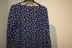 Ladress jurk stretch stof mooie print blauw knoopjes rugXS/S, Zo goed als nieuw, Verzenden, Blauw, Maat 34 (XS) of kleiner