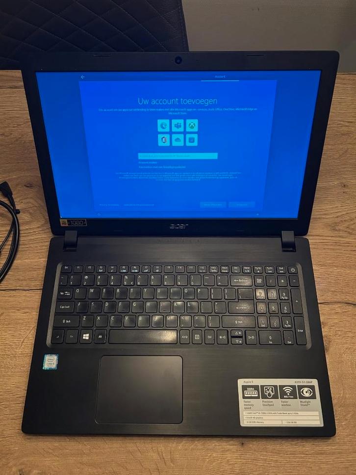 Acer Aspire A315-51, Computers en Software, Windows Laptops, Gebruikt, 15 inch, SSD, 2 tot 3 Ghz, 8 GB, Qwerty, Met videokaart
