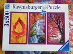 Puzzelbox 3x500 stukjes: Herfstimpressies, Ophalen of Verzenden, 500 t/m 1500 stukjes, Gebruikt, Legpuzzel