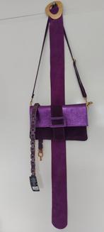 Prachtige metallic paarse tas met riem echt leer paars, Nieuw, Handtas, Ophalen of Verzenden, Paars