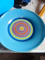 Blauwe fruitschaal, Gebruikt, Porselein of Keramiek, Schaal, Rond