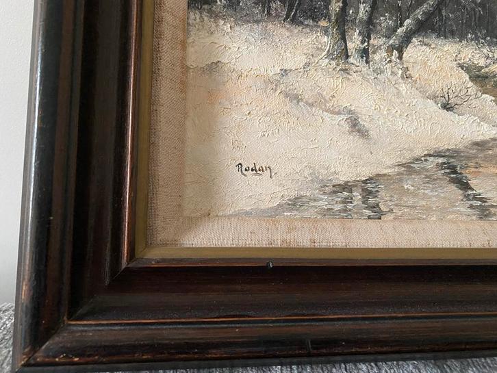 Olieverfschilderij Winters Tafereel - Rodan Antiekhuis, Antiek en Kunst, Kunst | Schilderijen | Klassiek, Ophalen