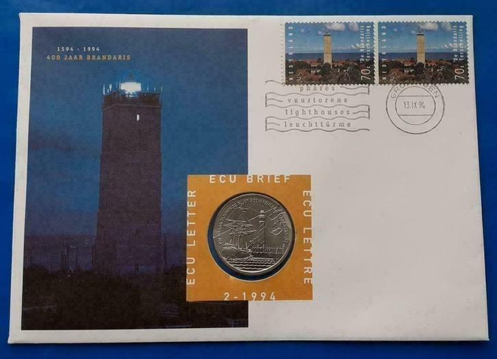Ecu brief 2 - 400 jaar Brandaris 1994, Postzegels en Munten, Penningen en Medailles, Overige materialen, Nederland, Verzenden