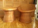 ROTAN retro rond tafeltje met kuipstoel, Ophalen, 50 tot 100 cm, Rond, 50 tot 100 cm