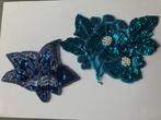 kleding applicatie 2 bloemen groen en blauw tesamen € 8,50, Verzenden, Nieuw, Overige applicaties