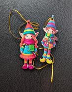 Houten kerstboom elfjes meisje/jongen in regenboogpakjes, Verzenden, Nieuw