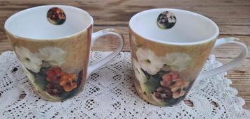 2 Pimpelnel mokken met bloemen 2007 beschikbaar voor biedingen