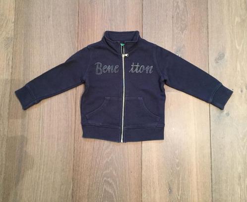 Benetton blauw katoenen sweater vestje met rits; maat 80, Kinderen en Baby's, Babykleding | Maat 80, Gebruikt, Meisje, Truitje of Vestje