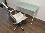Glazen Bureau met bureaustoel wit, Ophalen, Zo goed als nieuw, Bureau
