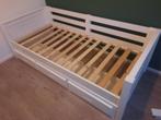 Bed 90x200cm, wit - hoogslaper met glijbaan en trap, Ophalen, 85 tot 100 cm, Gebruikt, Hoogslaper of Stapelbed