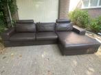 Bruin lederen hoekbank / loungebank zgan!, Eenpersoons, Hoekbank, Leer, Ophalen of Verzenden