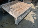 Rotan rieten salon tafel 100 x 100 cm met glasplaat, Ophalen, 50 tot 100 cm, Minder dan 50 cm