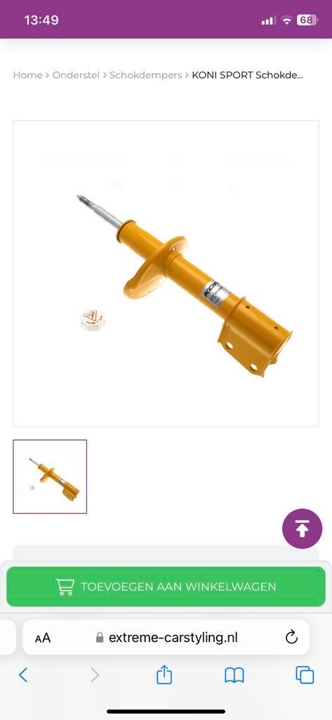 Koni geel sport schokdempers vooras renault clio 2 rs (172), Auto-onderdelen, Ophanging en Onderstel, Renault, Nieuw, Ophalen
