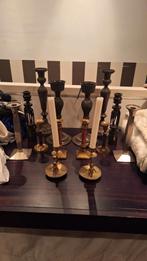 Div sets kaarsen kandelaars brons hout messing, Antiek en Kunst, Ophalen of Verzenden, Koper of Brons