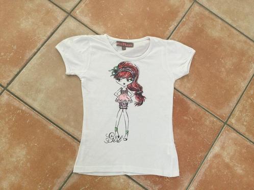 Super leuk meiden t-shirt met print, maat 122/128, Kinderen en Baby's, Kinderkleding | Maat 122, Zo goed als nieuw, Meisje, Shirt of Longsleeve
