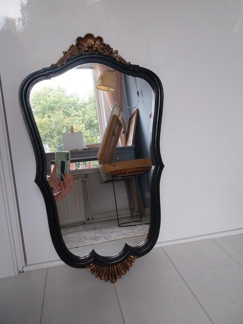 Barok Spiegel Zwart/Goud - Vintage, Antiek en Kunst, Antiek | Spiegels, 50 tot 100 cm, Minder dan 100 cm, Overige vormen, Ophalen of Verzenden