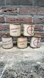 Spaarpotjes van blik”Prikkeldraad fonds “5 stuks, Ophalen of Verzenden, Landmacht, Nederland