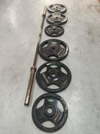 Halterstang set 130 KG, Halterschijven, Benen, Gebruikt, -
