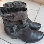 Halfhoge lederen dames laarzen, Grijs/ Taupe  mt 38, Ophalen of Verzenden, Zo goed als nieuw, Grijs