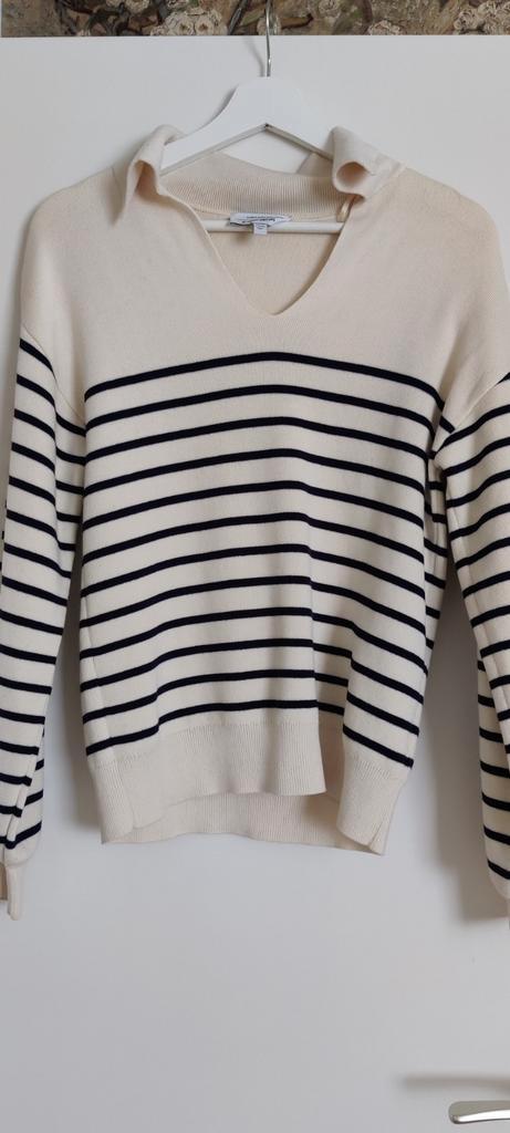 Gestreepte trui met kraag/v-hals van & Other Stories., Kleding | Dames, Truien en Vesten, Zo goed als nieuw, Maat 36 (S), Wit