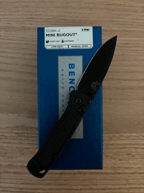 Benchmade mini bugout 533BK-2, Caravans en Kamperen, Kampeergereedschap, Zo goed als nieuw, Ophalen
