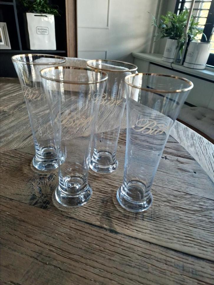 riviera maison bier glazen gold goud, Verzamelen, Glas en Borrelglaasjes, Zo goed als nieuw, Overige typen, Ophalen of Verzenden
