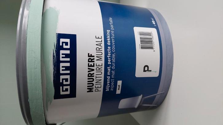 Muurverf soft mint gamma, Doe-het-zelf en Verbouw, Verf, Beits en Lak, Gebruikt, Verf, Minder dan 5 liter, Blauw, Ophalen of Verzenden