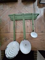 Vintage emaille lepelrek - Groen/ wit, Ophalen of Verzenden