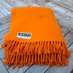 Retro oranje woonplaid plaid woondeken met franjes170x150 cm, Ophalen of Verzenden, Gebruikt
