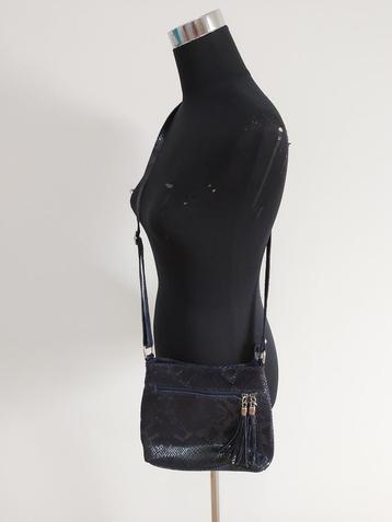 Tas18 - Donkerblauwe leren Borse in Pelle tas 26b x 21h (1) beschikbaar voor biedingen