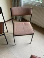 Vintage Stoel - Bruin Metaal & Stof, Ophalen, Gebruikt, Bruin, Metaal