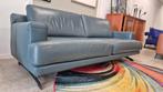 1ste klas blauwe leren Montel 3 zits design bank zgan, Modern design, industriël design, Driepersoons, 75 tot 100 cm, Ophalen of Verzenden