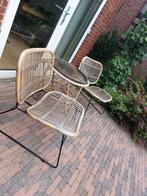 Vintage trendy Ibiza stijl Rohe rieten tuinset stoel tafel, Ophalen, Gebruikt, Rotan