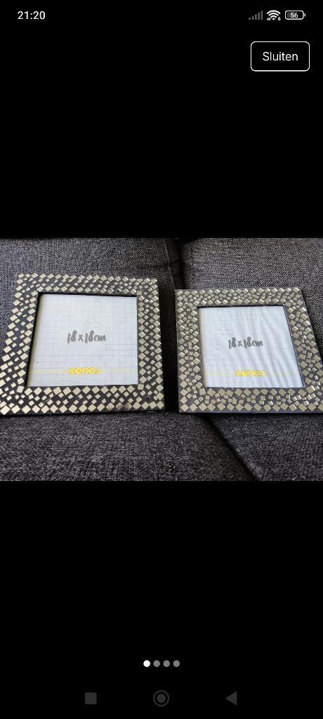 2 fotolijstjes met glas mozaïek, Huis en Inrichting, Woonaccessoires | Lijsten, Zo goed als nieuw, Minder dan 50 cm, Minder dan 50 cm