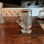 Geetste bierpul met zilveren deksel., Antiek en Kunst, Antiek | Glas en Kristal, Ophalen of Verzenden