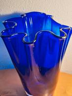 Vaas blauw glas zakdoekvaas, Ophalen, Gebruikt, Blauw, Glas